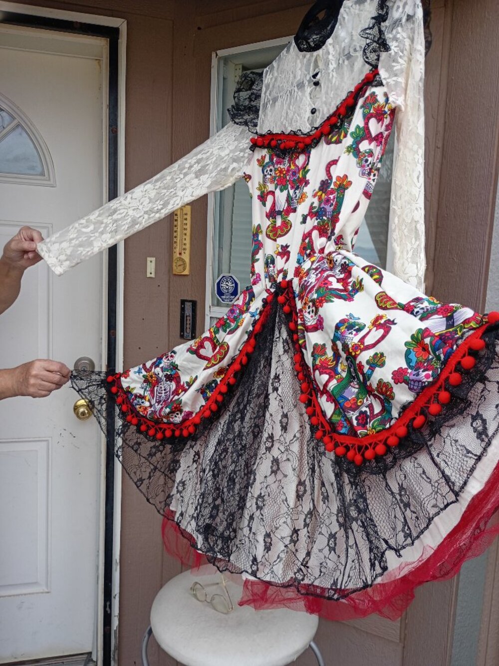 Spirit Halloween Costume Sugar Skull Lace Mini — Boho Festival Dress  -